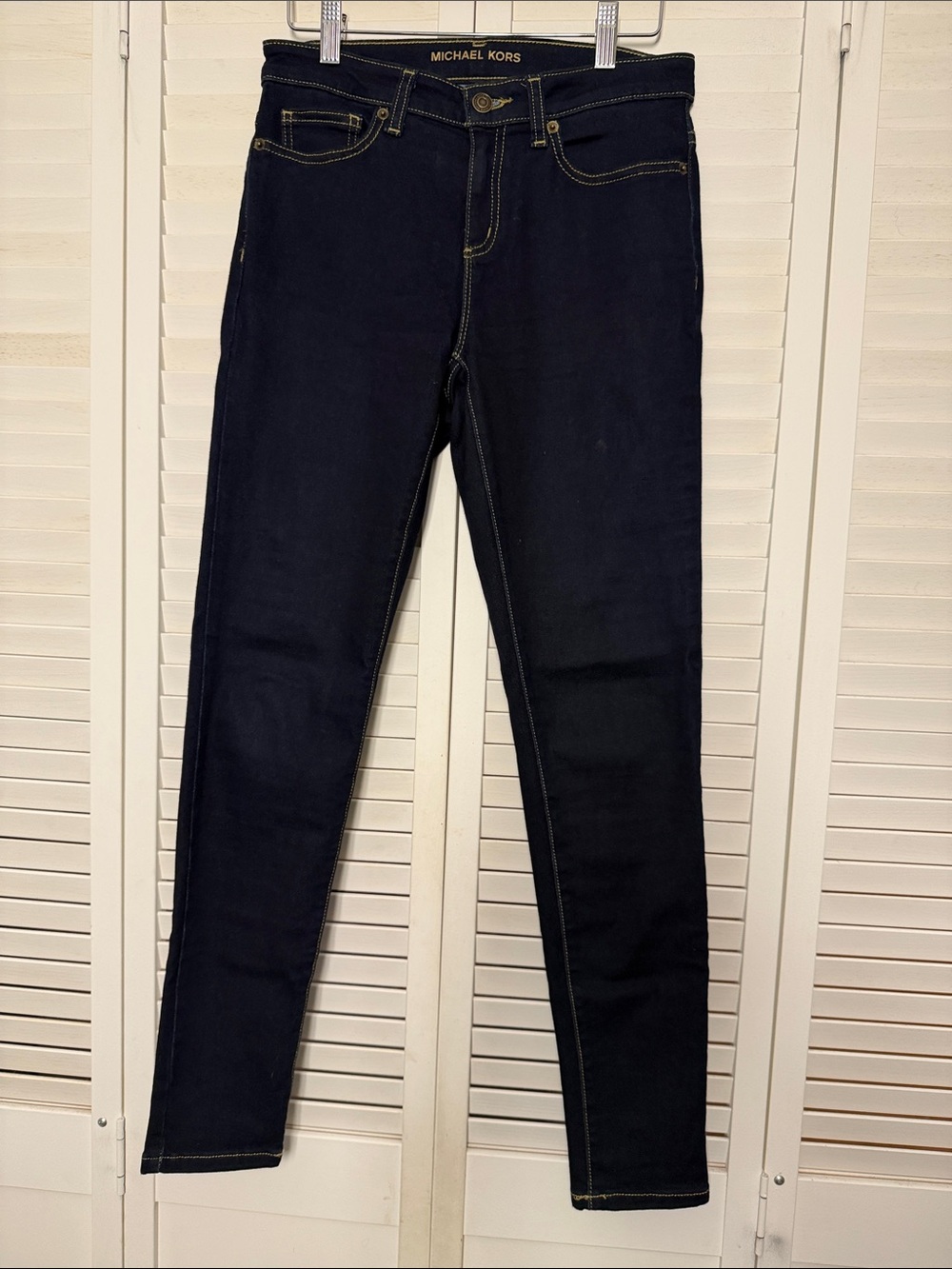 Michael Kors Women's Navy Skinny Jeans with Contrast Stitching